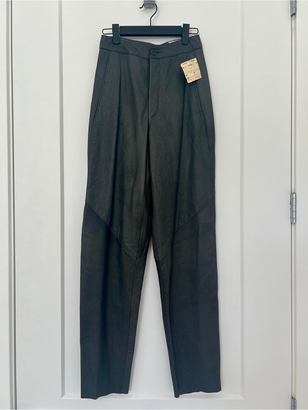 Vintage Ann Taylor Dark Gray Leather Pants with Tailored Seams